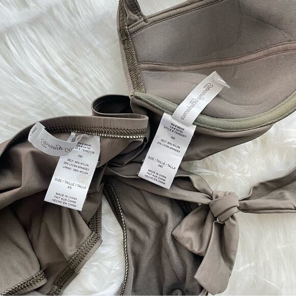 Tommy Bahama | Olive Green Brown Pearl Underwire Halter Bikini Top & Bottoms 34C - Picture 5 of 6